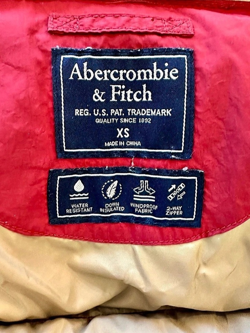 Vintage Abercrombie & Fitch Red Down Puffer Jacket Size XS - Picture 5 of 12